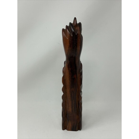 Hand Carved Tribal Tiki Face Bust Statue BRAZIL South America Heavy Wood Vintage - Picture 10 of 16